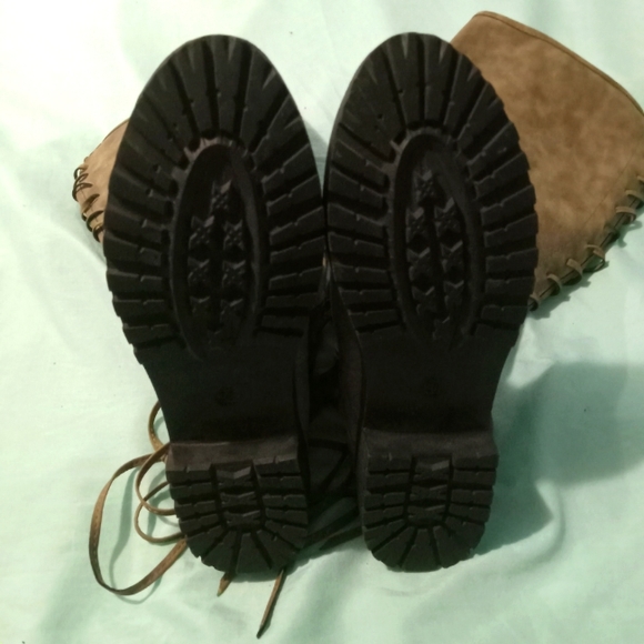 🩶 NWOT Womens No Brand Made in China Size 38/8 Knee-Length Tie Up Boots - Picture 5 of 5